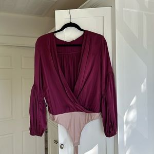 Amanda Uprichard Silk Deep V Bodysuit (L)